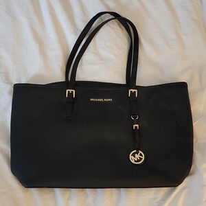 Michael Kors Black Tote with Gold Accents